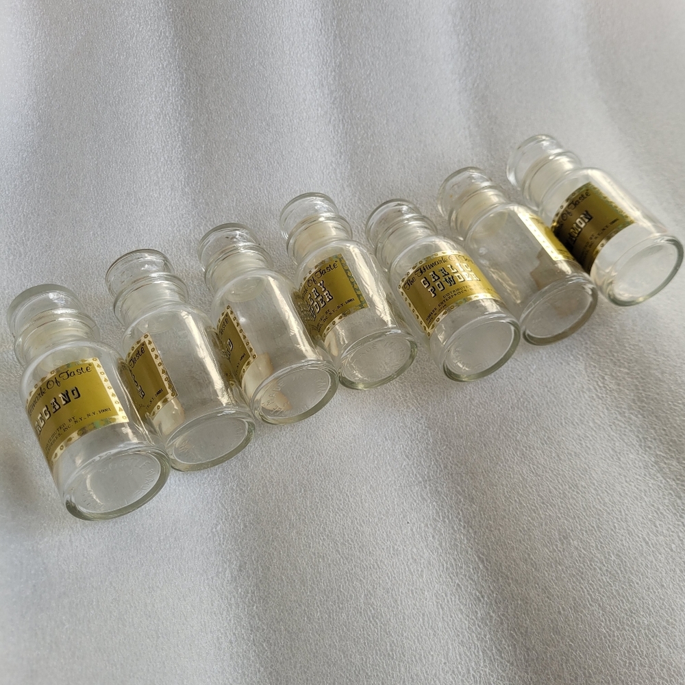 Vintage Apothecary Bottles Spice Jars Set Of 7 - Picture 7 of 8